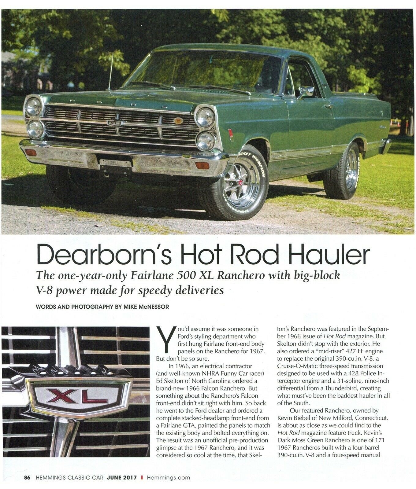 1967 FORD FAIRLANE 500 RANCHERO XL 390 V8 4 SPEED Color 3 Page Article