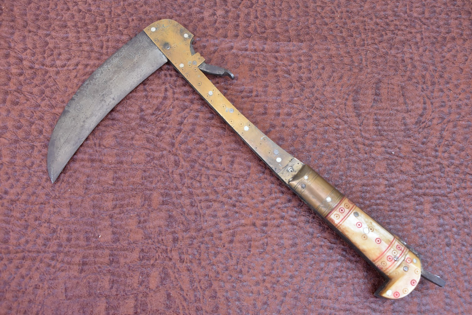 ANTIQUE ISLAMIC AFGHANI AFGHANISTAN FOLDING LOHAR BATTLE AXE DAGGER KNIFE (26822