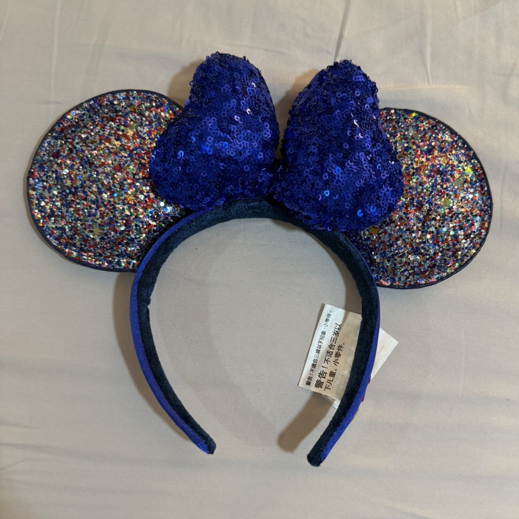 Disney Parks Minnie Mouse Ears 2020 Celebration Blue Bow Sparkles Headband
