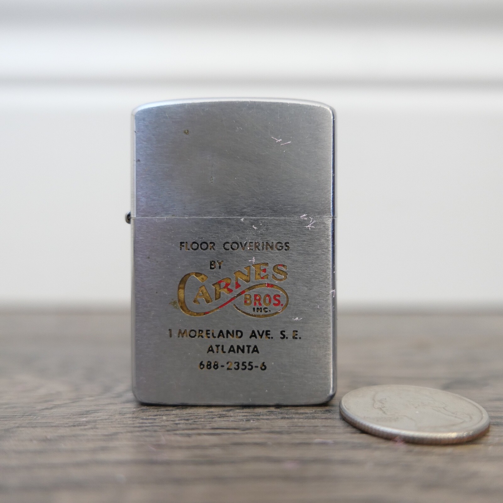 Vtg. 1953 -1955 Zippo PAT. 2517191 PAT PEND Floor Covering CARNES Bros. Atlanta