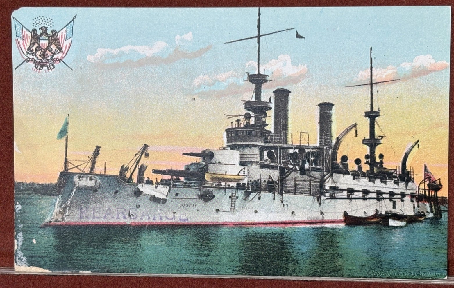 Original USS Kearsarge BB-5 1906 Muller Battleship Great White Fleet Postcard