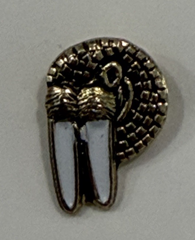 Vintage Mini Brooch Pin Walrus Head Alaska Tusks Lapel Tie