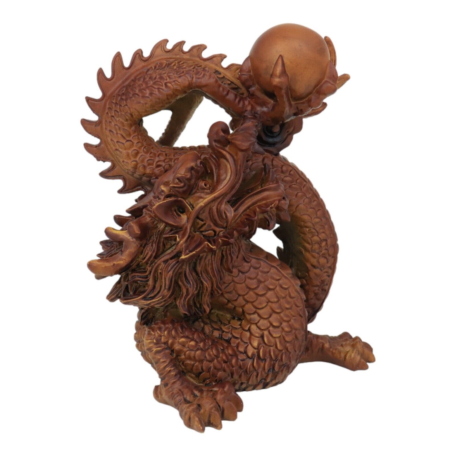 6 Inch Wooden-like Imperial Dragon Statue for Year of the Dragon 2024