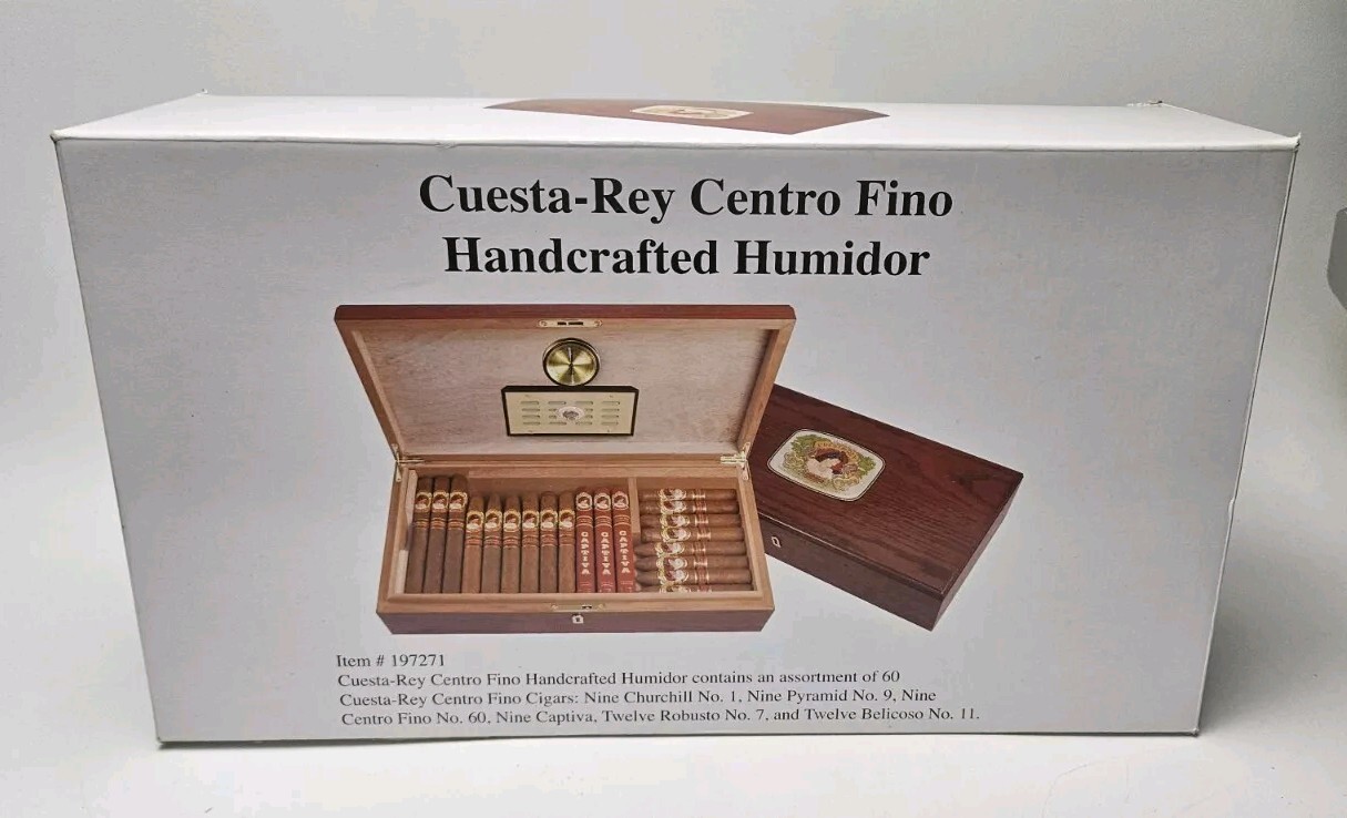 RARE Vintage Large La Flor De Cuesta Rey Cigars Cedar Lined Humidor Box NEW