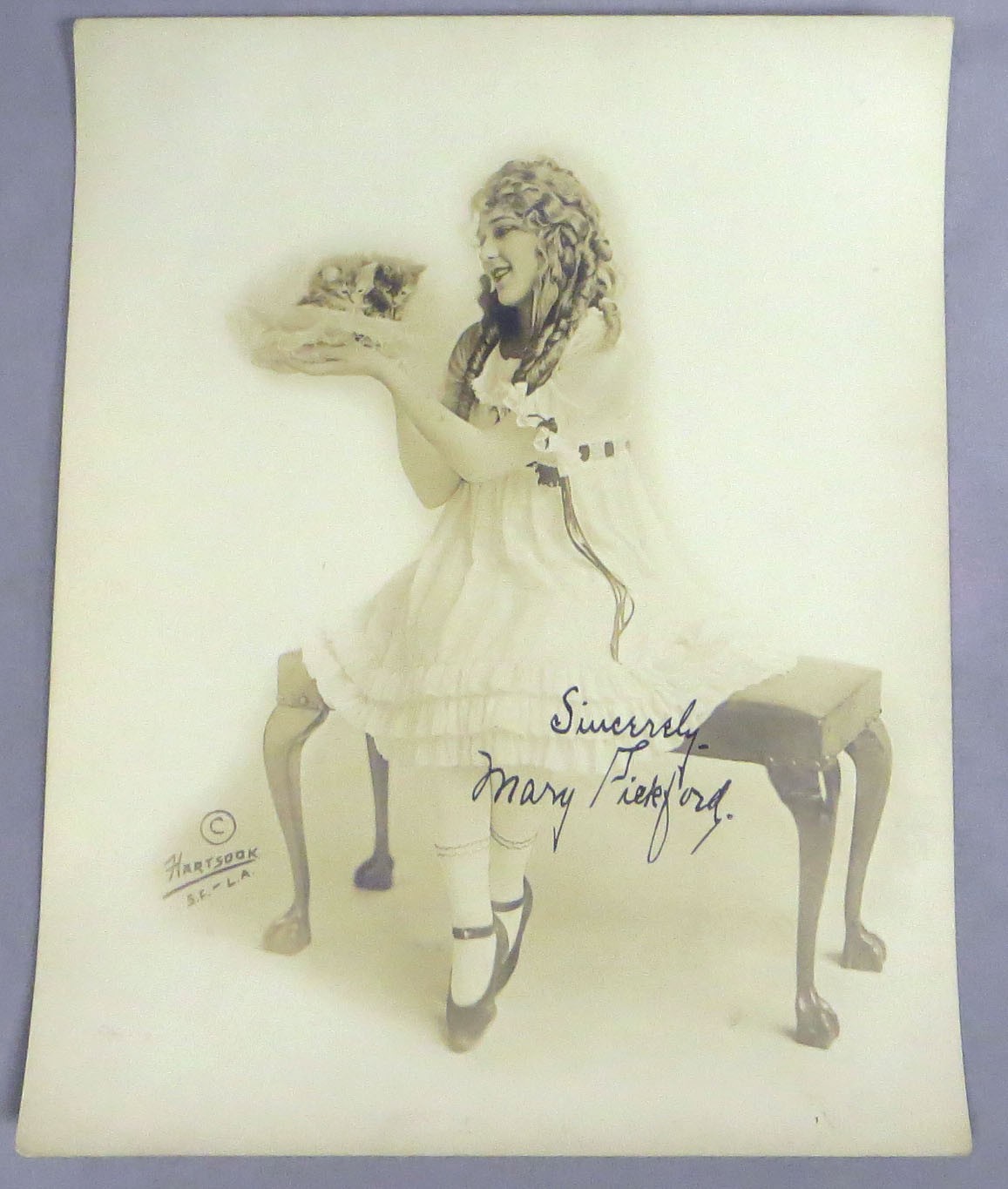 Rare 1910s Young Actress Mary Pickford Signed Autograph Hartsook Photo VGC