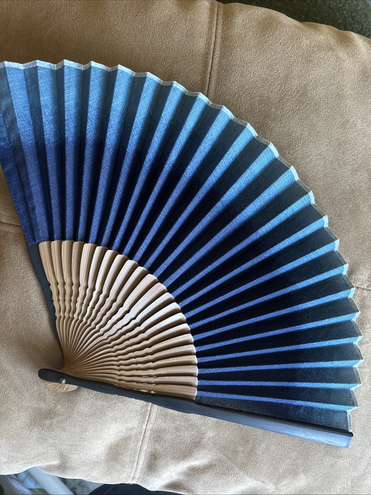 Folding Sensu Fan Hakuchikudo blue gradation new In box Carry Pouch