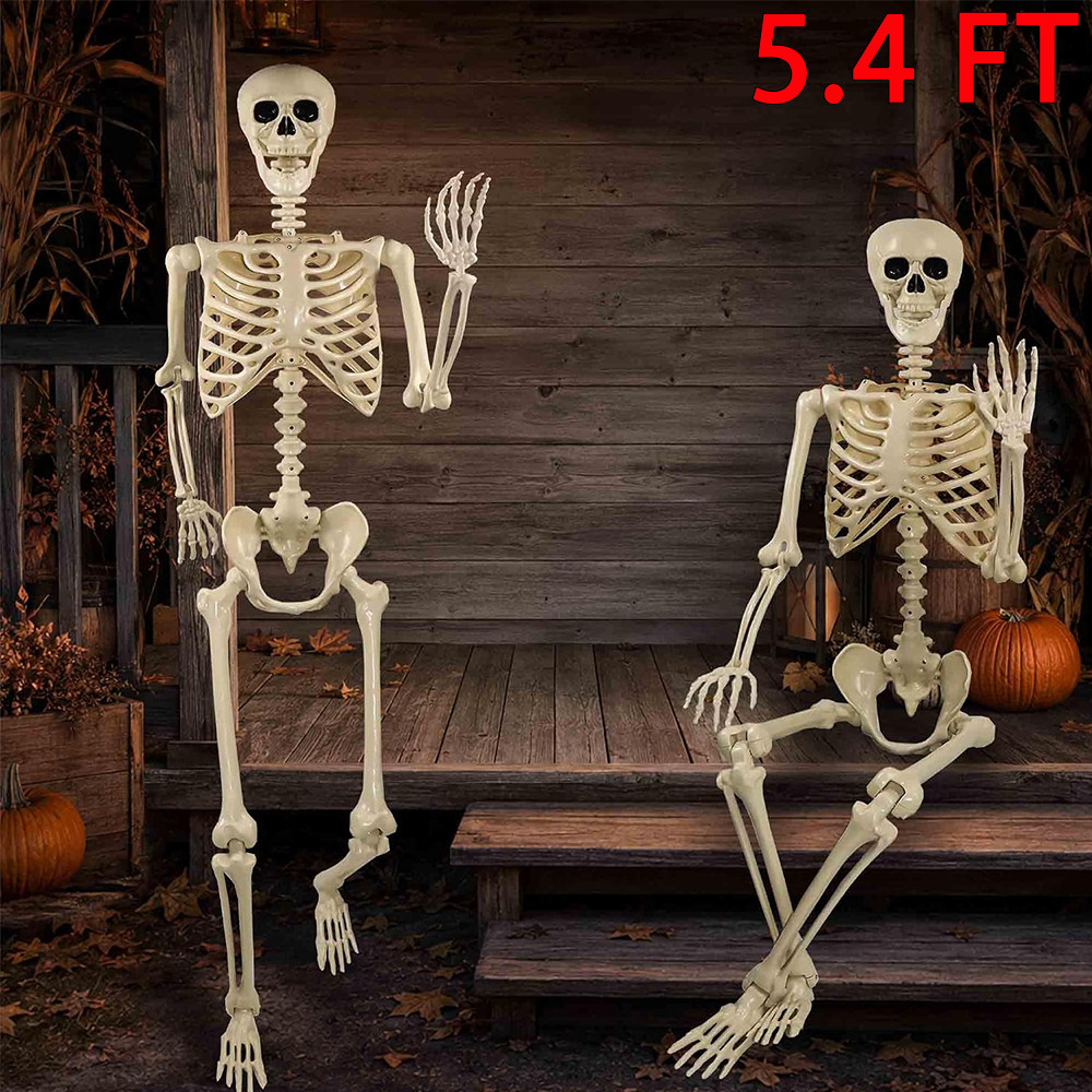 5ft Giant Halloween Human Skeleton Poseable Full Life Size Decoration Party Prop