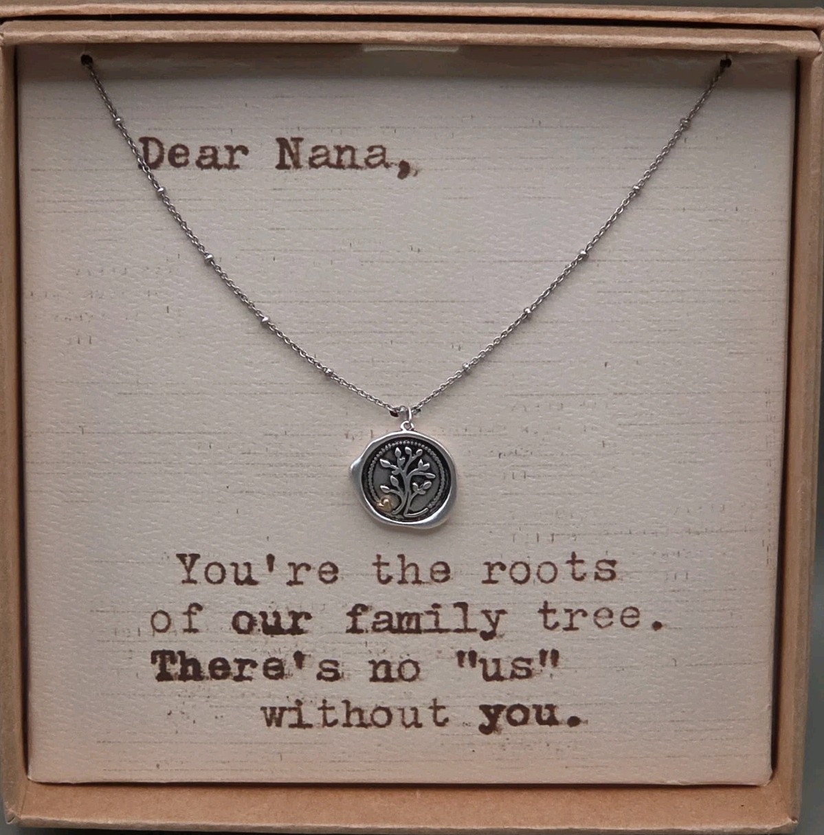 NIB Demdaco Dear Nana Necklace Silver Tone 18\