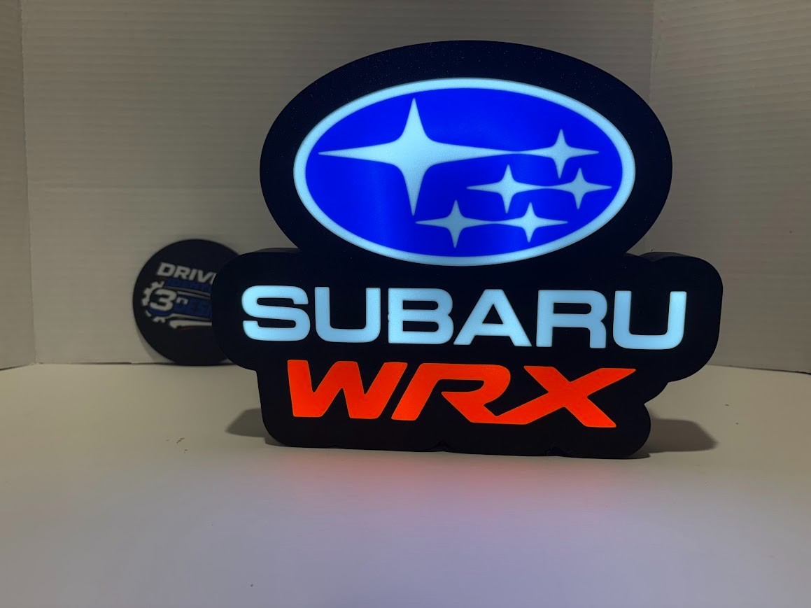Subaru WRX Inspired 3D Printed LED Light Box Sign - Illuminated Wall Desk Decor Subaru WRX Inspired 3D Printed LED Light Box Sign - Illuminated Wall Desk Decor