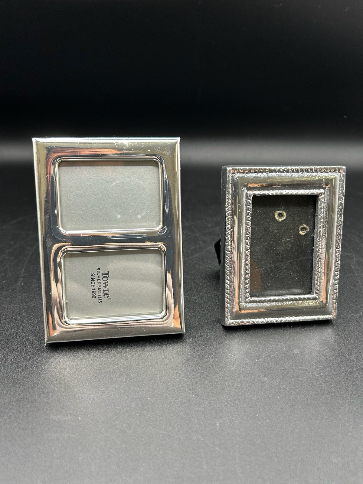 Lot Of Towle Silversmiths Silver Plated 2x3 Double Standing Picture Photo Frames