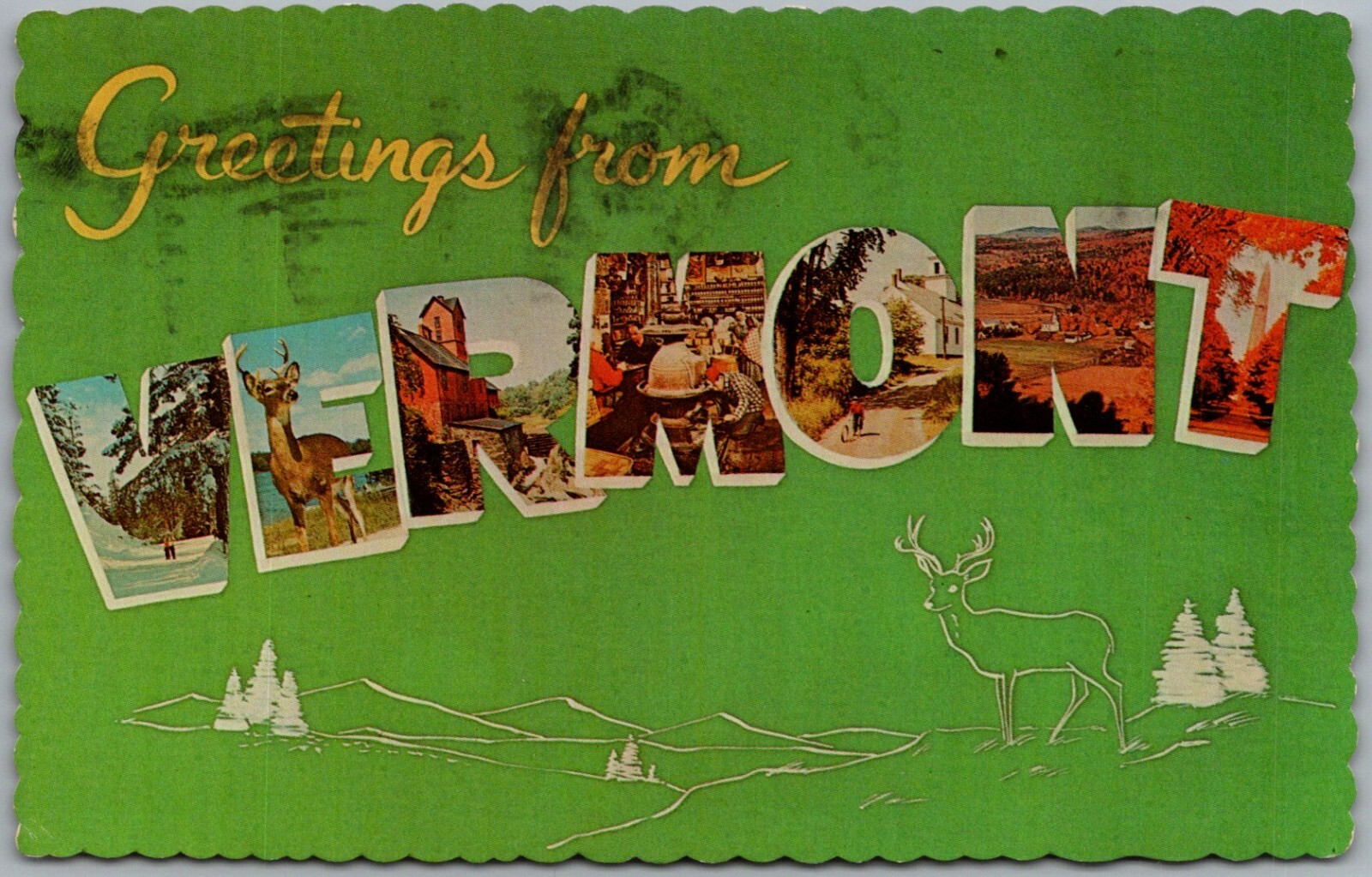 Greetings From Vermont The Green State Postcard N271