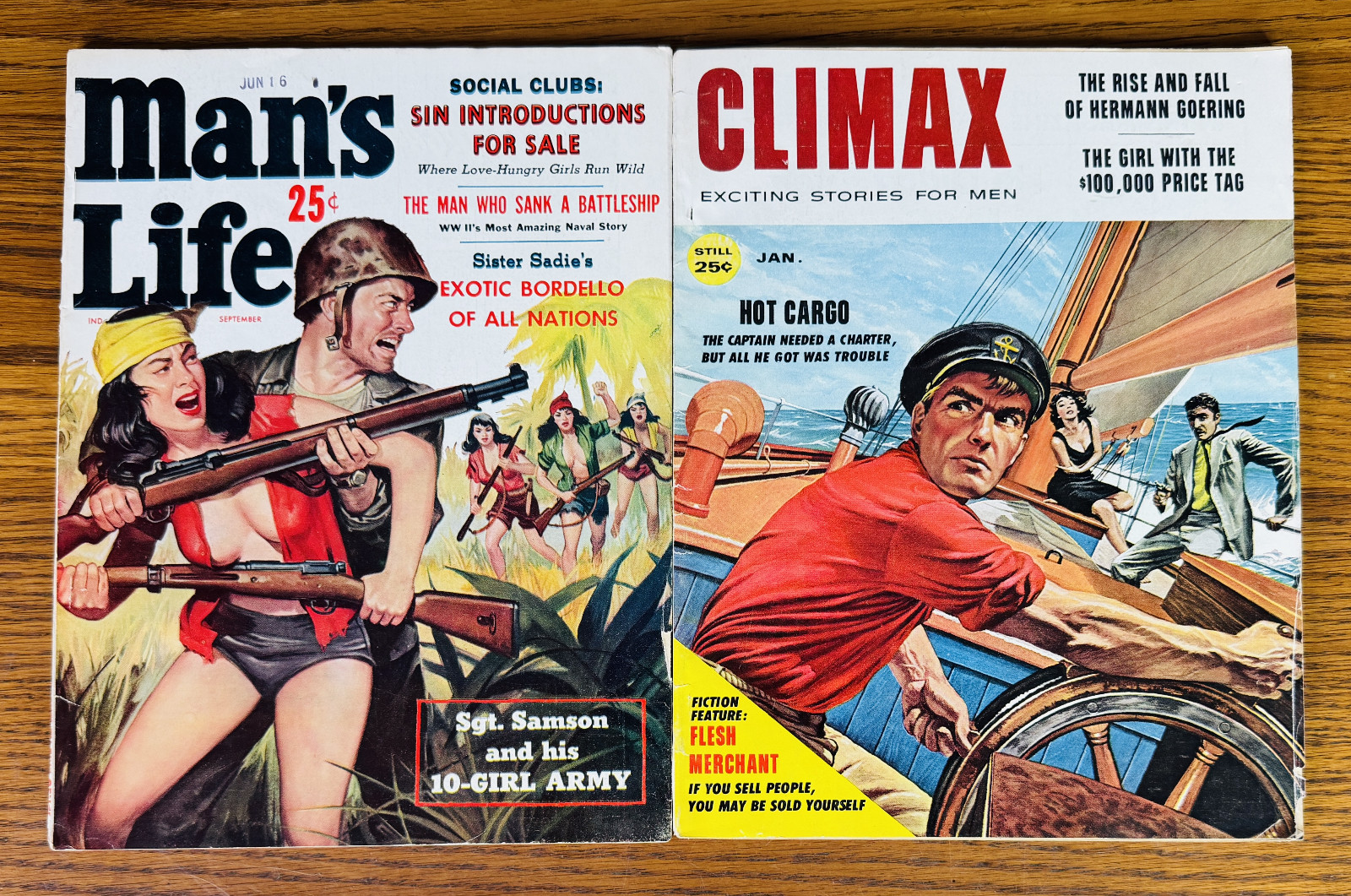 LOT OF 2 1959 MEN\'S MAGAZINES MAN\'S LIFE MAGAZINE SEPTEMBER 10 GIRL ARMY WOMEN