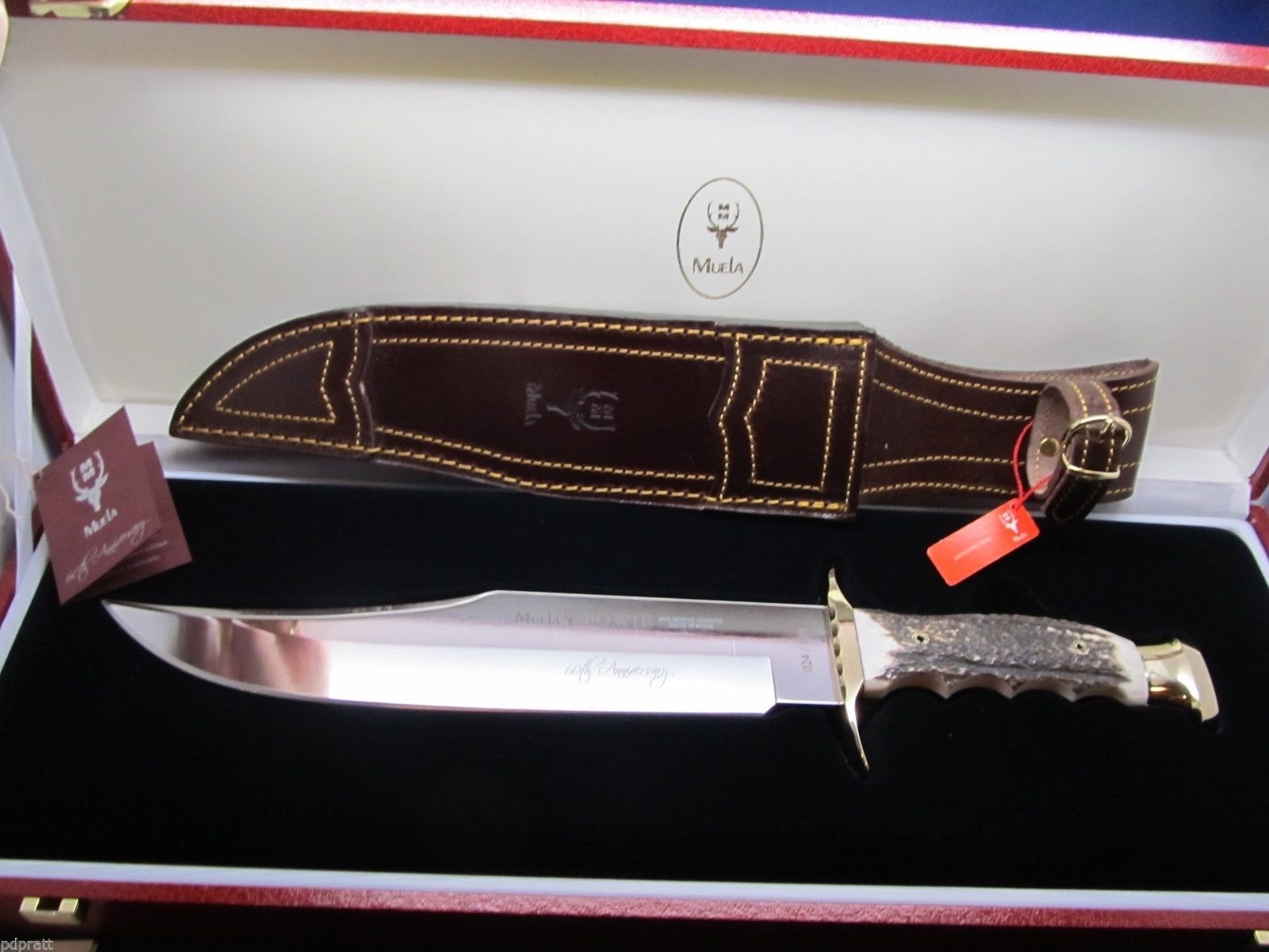 Muela 60th Anniv. Special Edt. Stag Bowie Knife & Leather Sheath Mint Display+++