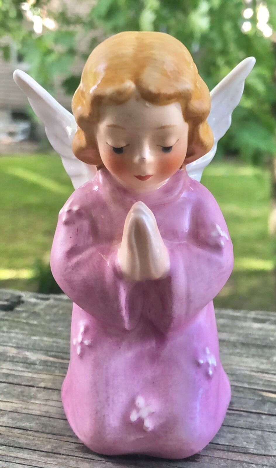 Vintage Goebel W Germany Pink Praying Angel Figurine