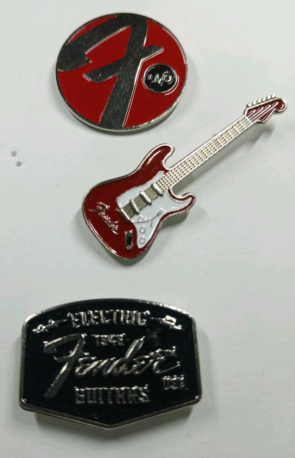 NEW Fender Guitars Collectible Pin Set - Set Of 3 Pins NEW Fender Guitars Collectible Pin Set - Set Of 3 Pins