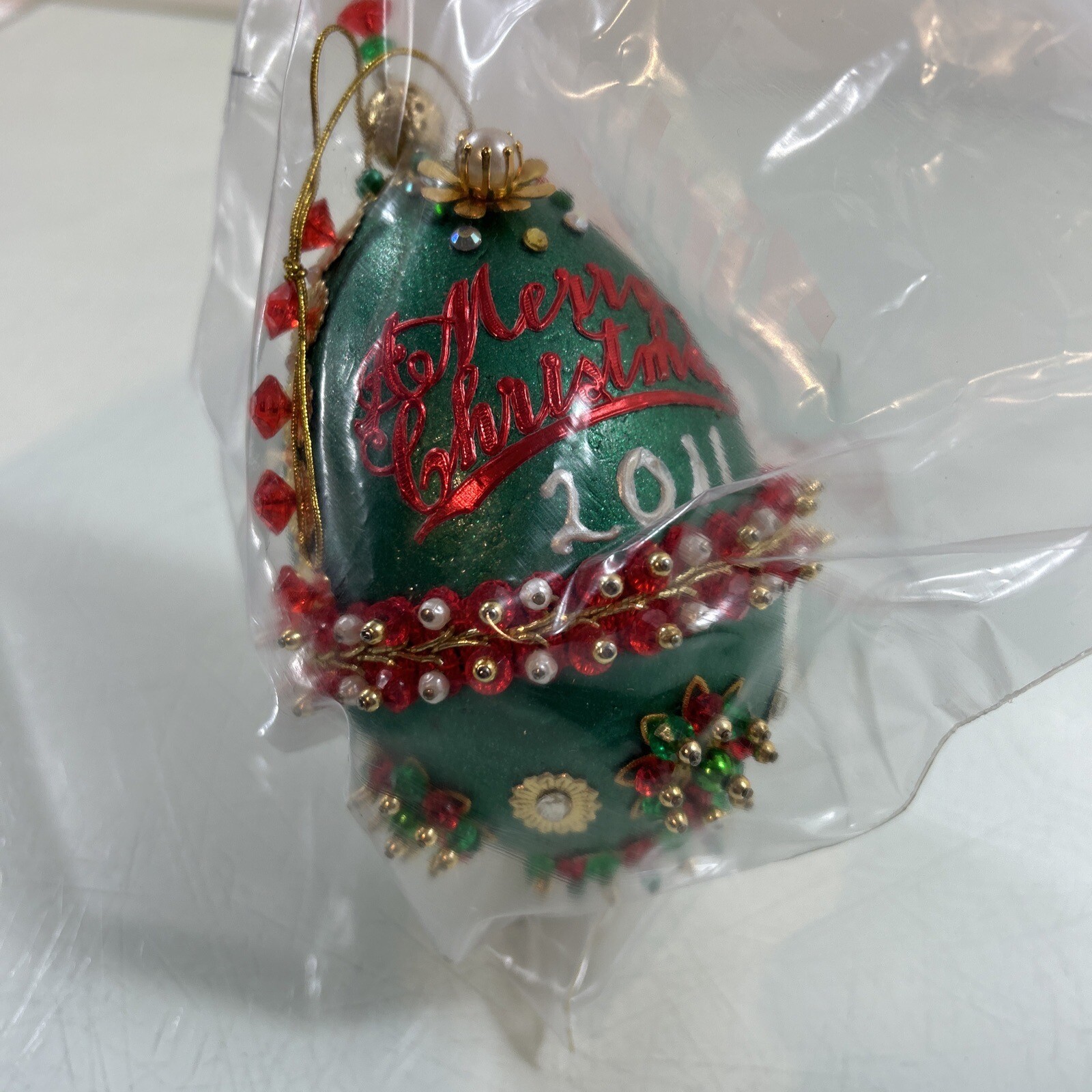 (# 104) Vintage Sequin Beaded Push Pin (Hand Made) Christmas Ornaments