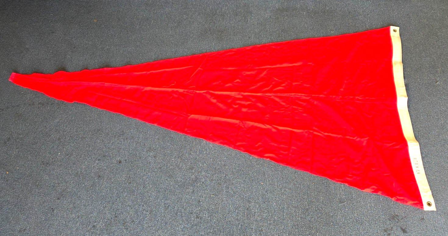 Vintage Red US NOAA Weather Warning Pennant Flag 4\'x7.5\' w/ Orig Box Dated 1974