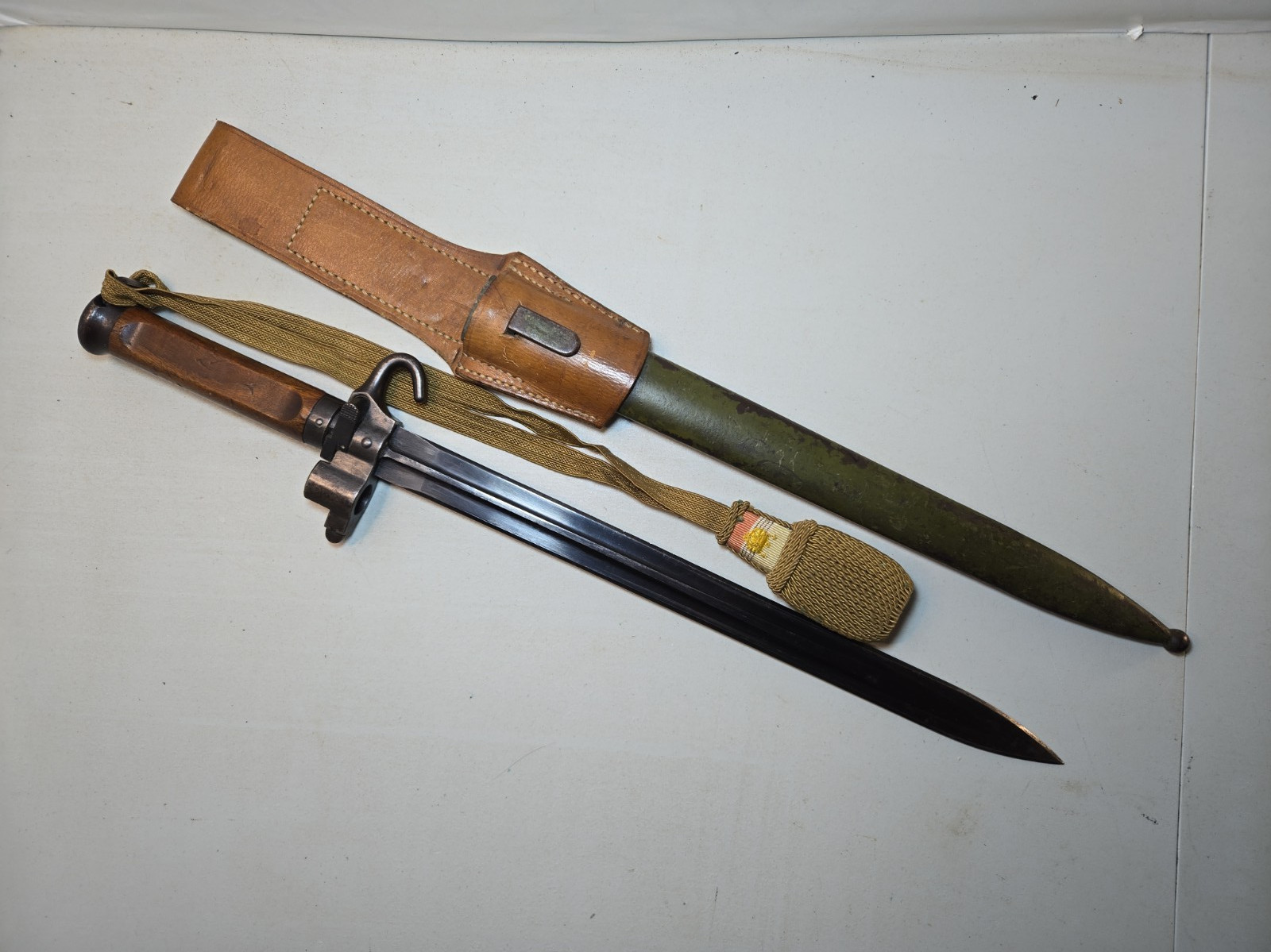 Rare WWII Hungarian Model 1935 Cavalry NCO Bayonet w/Scabbard & Frog & Knot