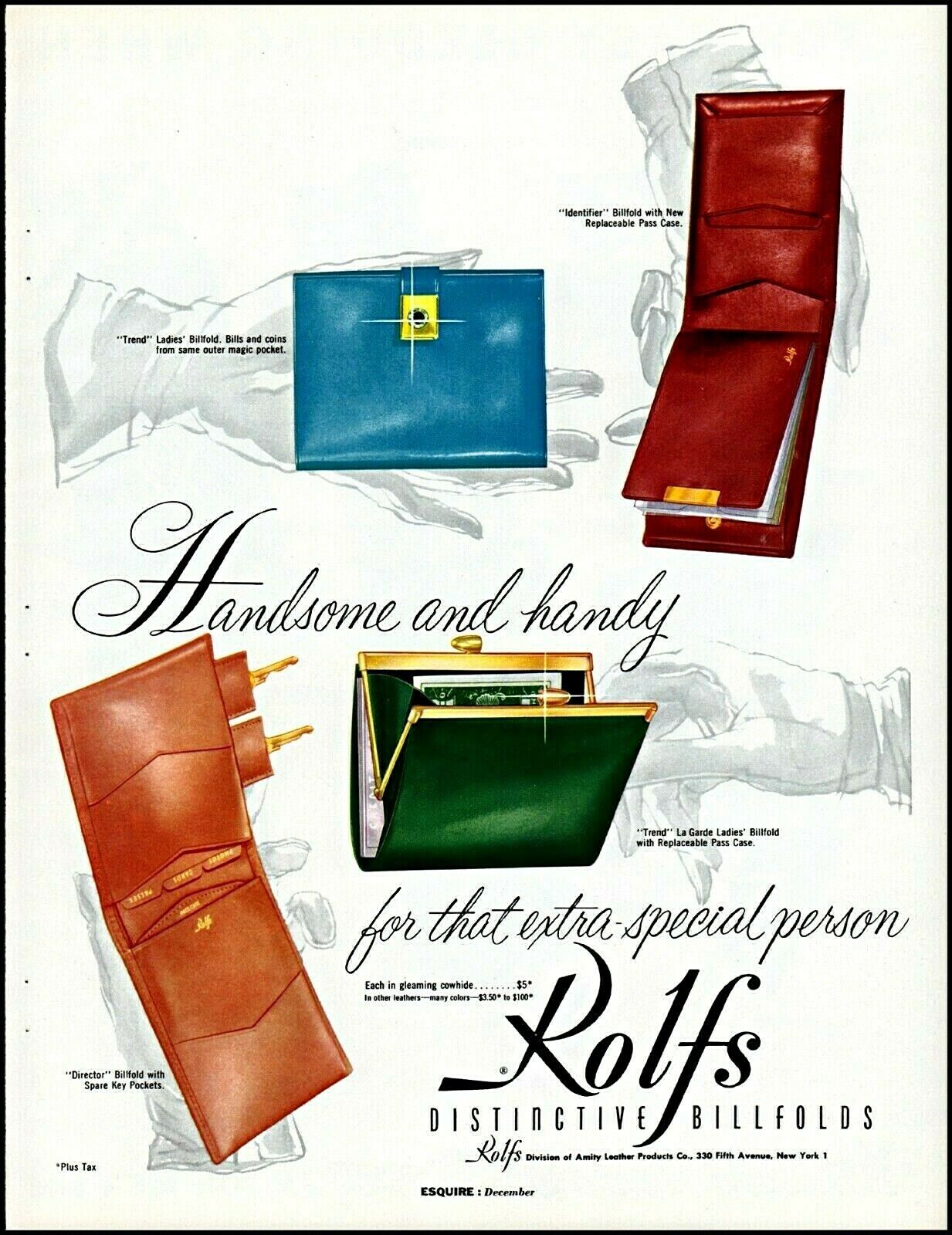 1955 Rolfs distinctive billfolds men women gifts vintage art Print Ad adL66