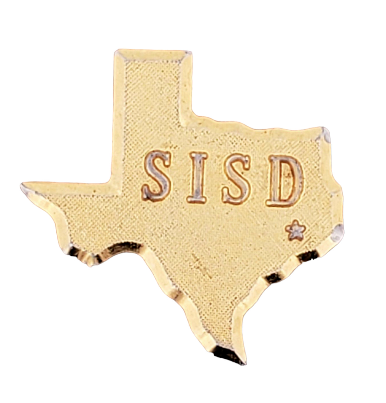 SISD Texas Map Gold Tone Lapel Hat Pin