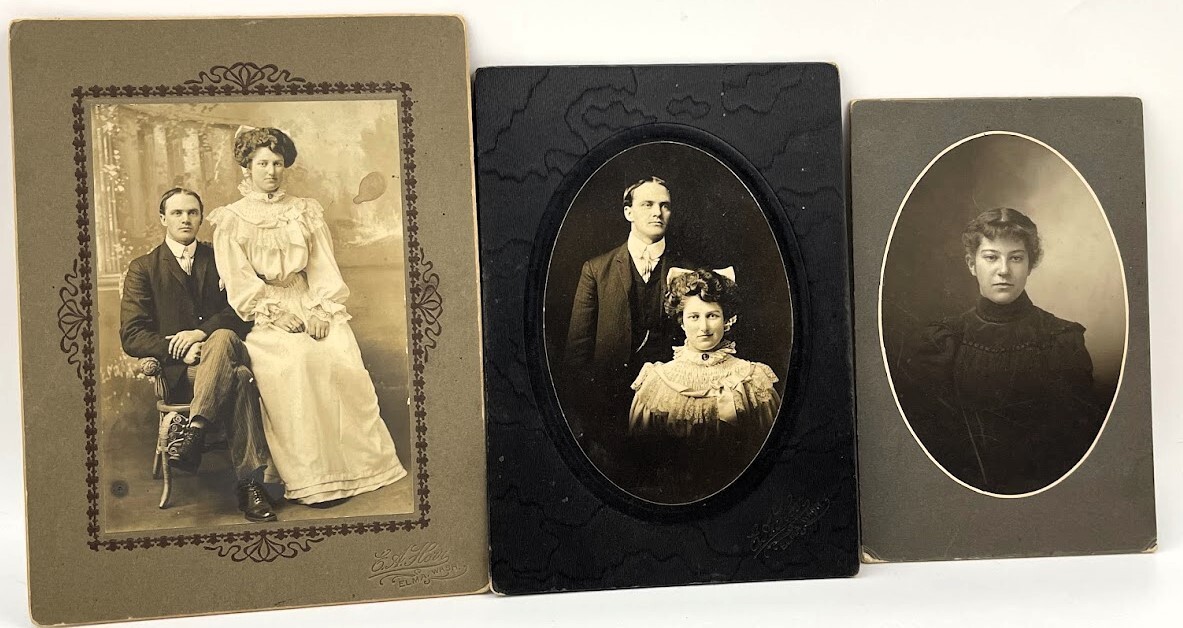 Antique CDV Photography Wedding Young Couple and Widow Lot of 3 Woman Bride