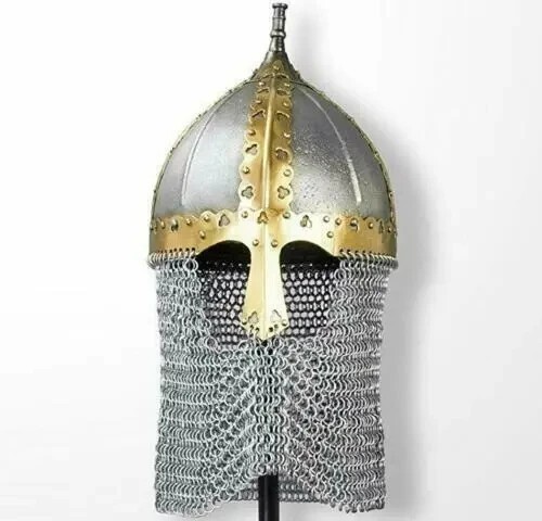 Medieval Russian Boyar Functional Helmet Chainmail Liner with wood stand Decor