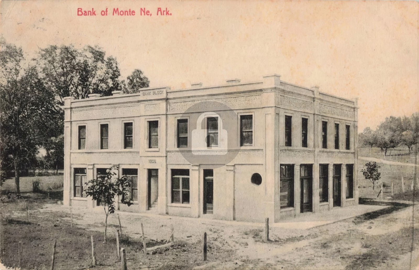 Monte Ne AR Arkansas Bank (now under Beaver Lake) c1910 RPPC Postcard COPY