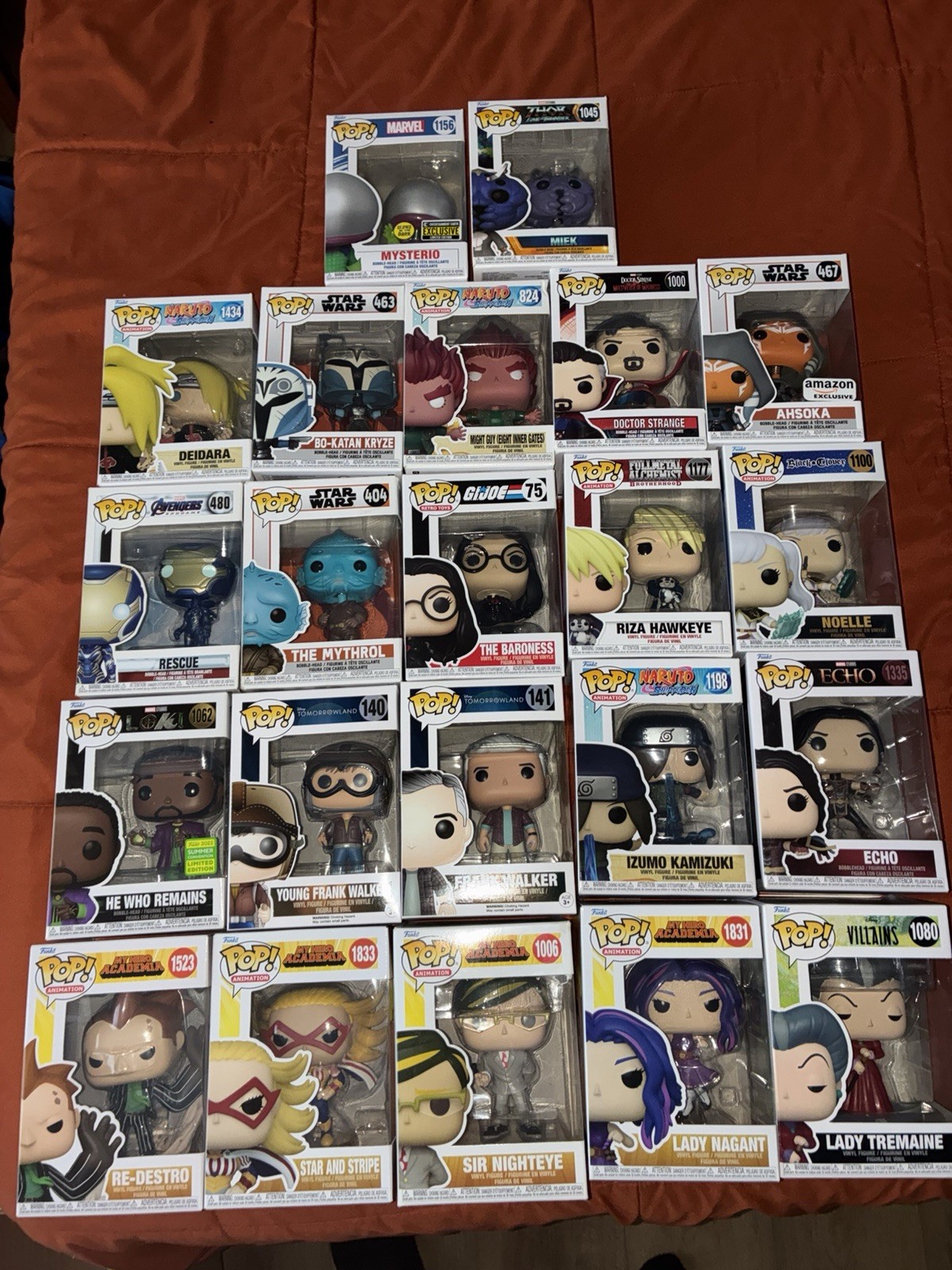 22 Funko Pop Collection, Marvel, Anime, Star Wars Etc..