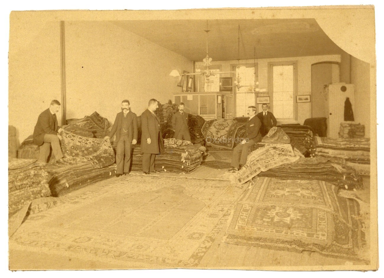 Persian Carpet Merchant 1880 Antique Iranian Rug Showroom Dealer Store Photo 