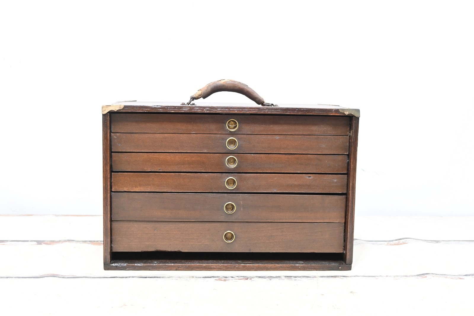 Antique Pilliod? Oak Wood Machinist Box 6 Drawer Tool Box Machinist Chest