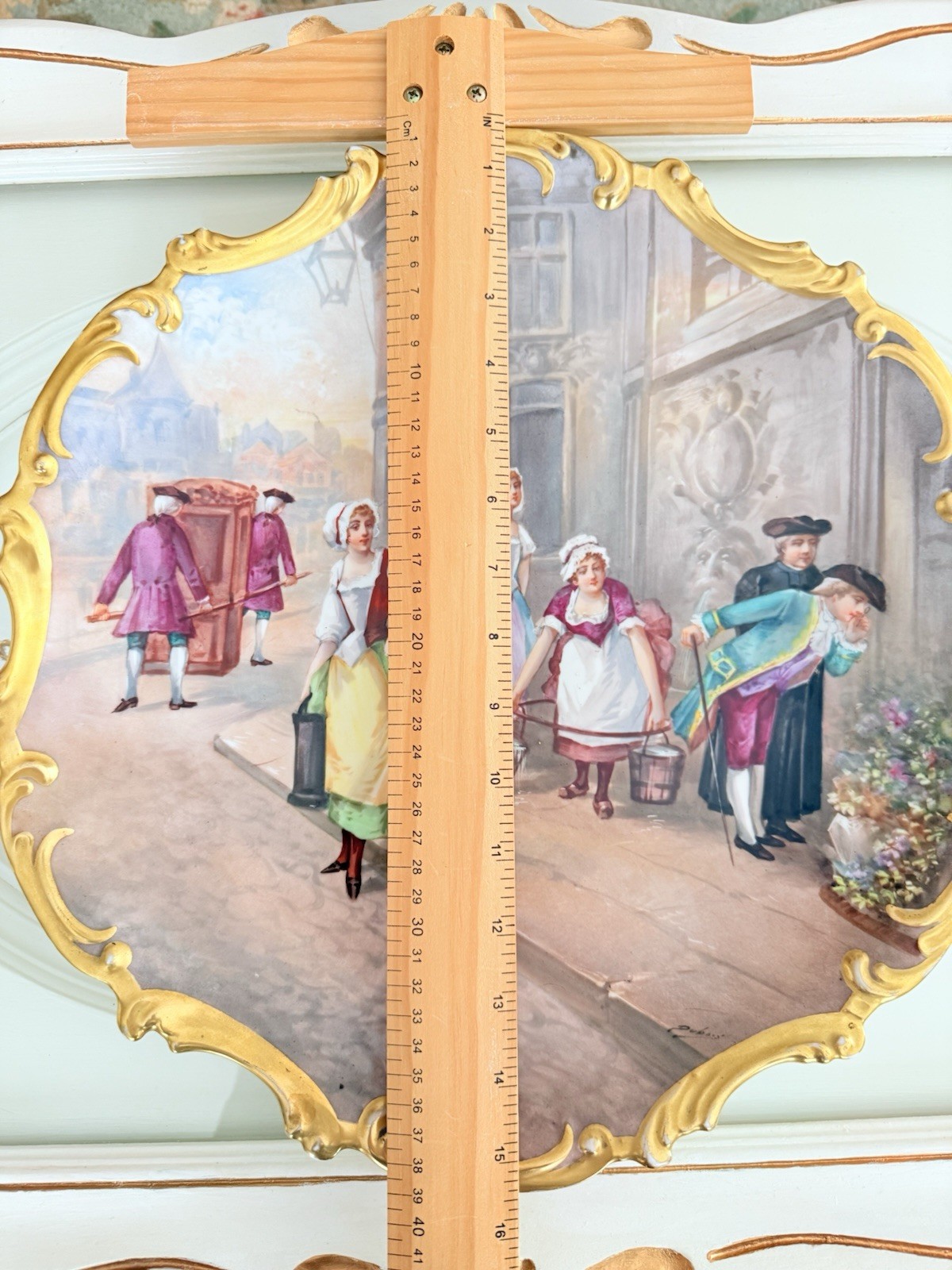 antique french limoges painting porcelain 15.5 Inches Plate 