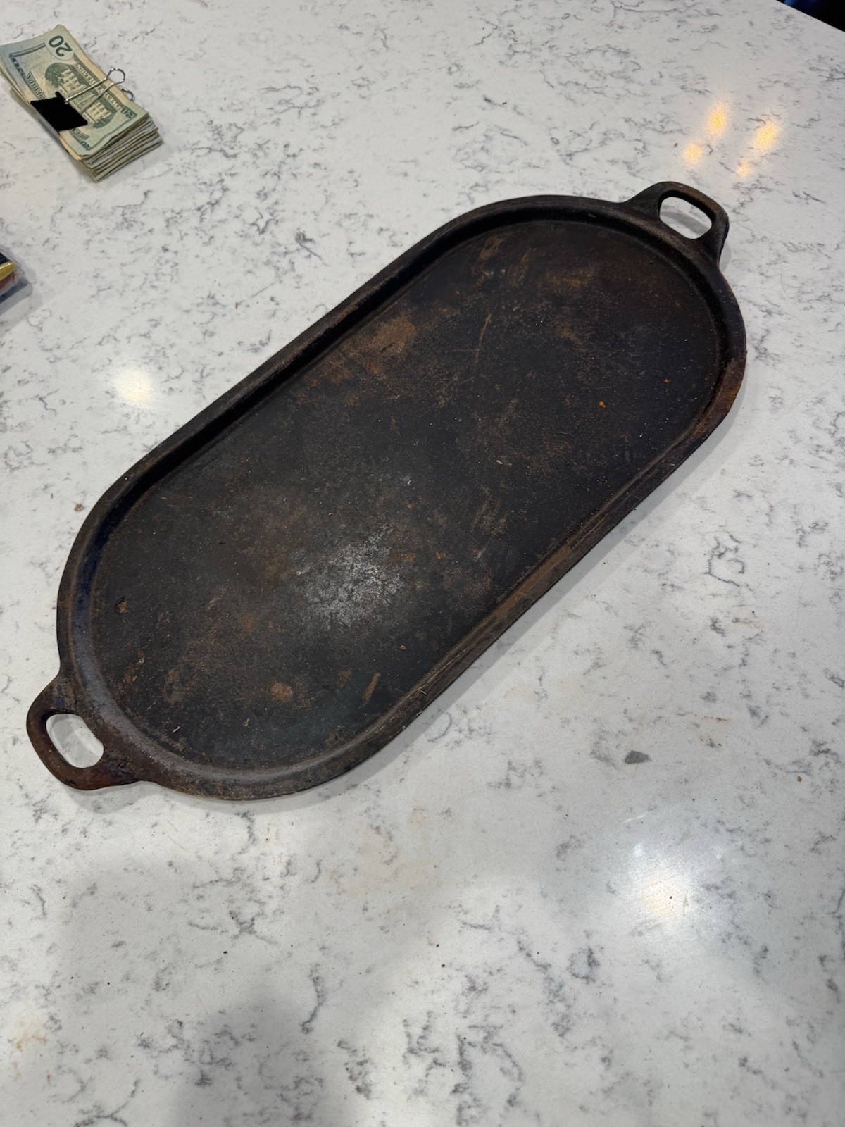 RARE Vtg GRISWOLD Erie Slant Logo Cast Iron #9 Long Rectangle Griddle 713 BH