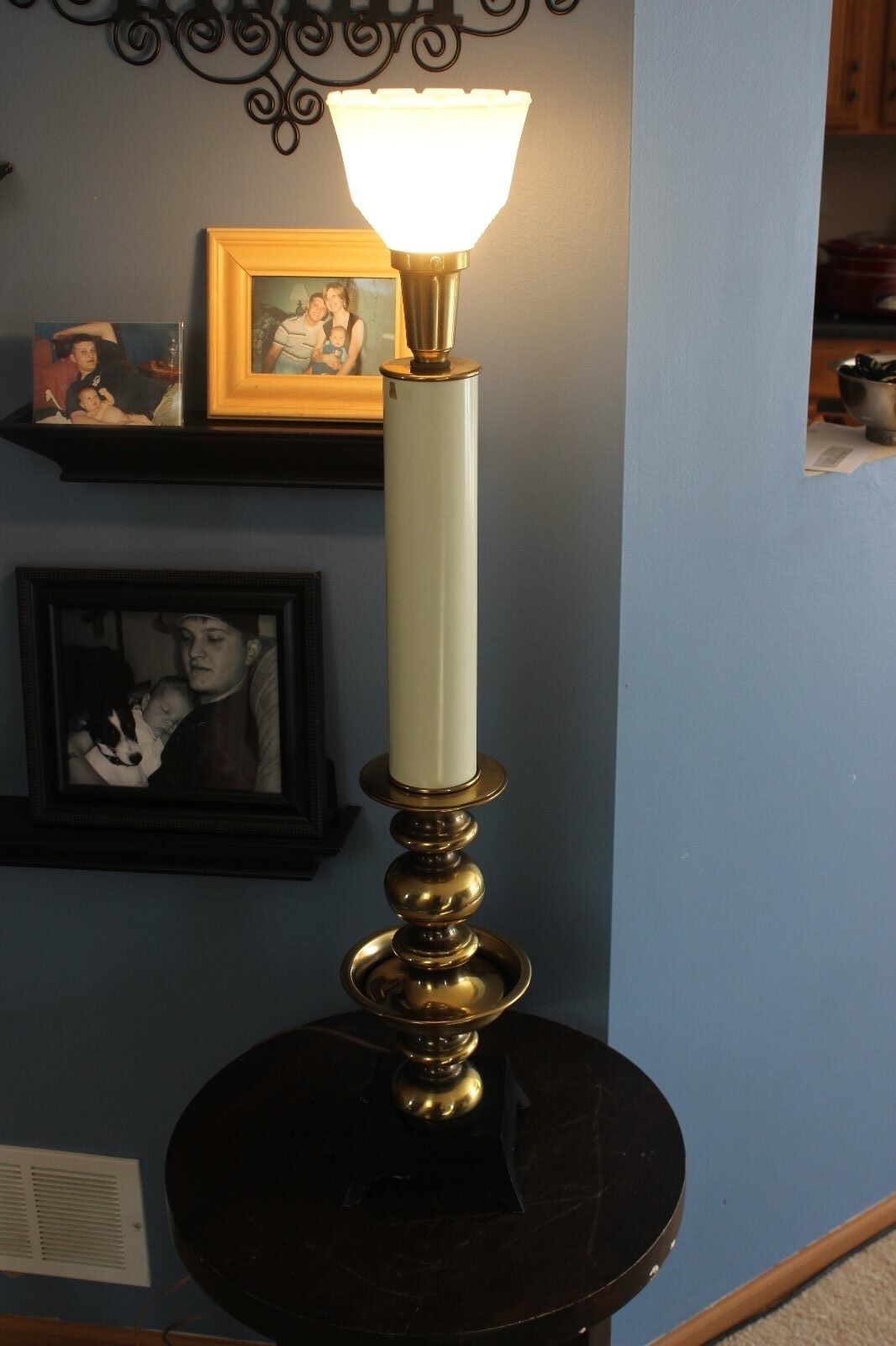 Large Antique Brass and Steel Table Lamp 38.5\