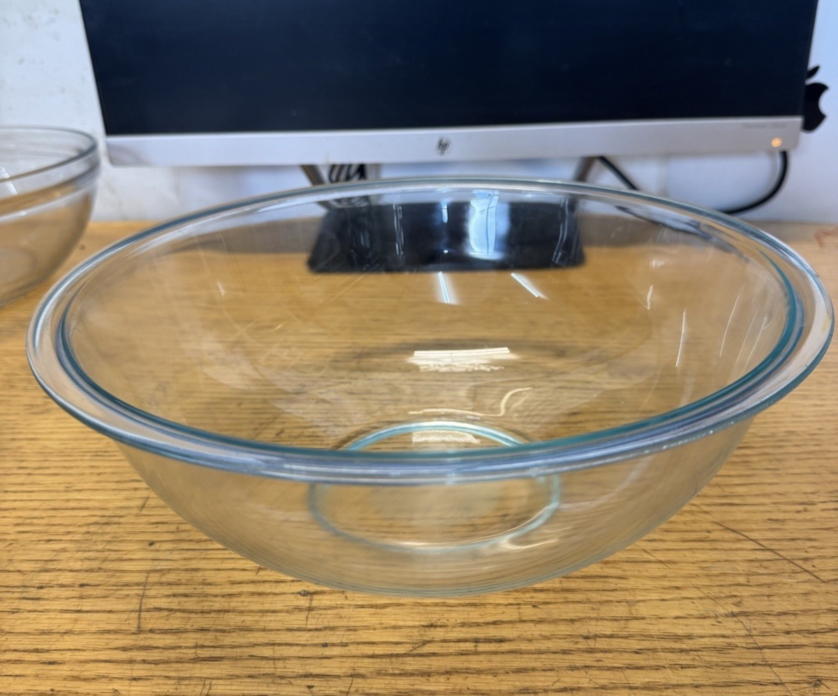 Pyrex # 326 4 Qt Clear Glass Nesting Bowl Mixing Cooking Baking Kitchenware