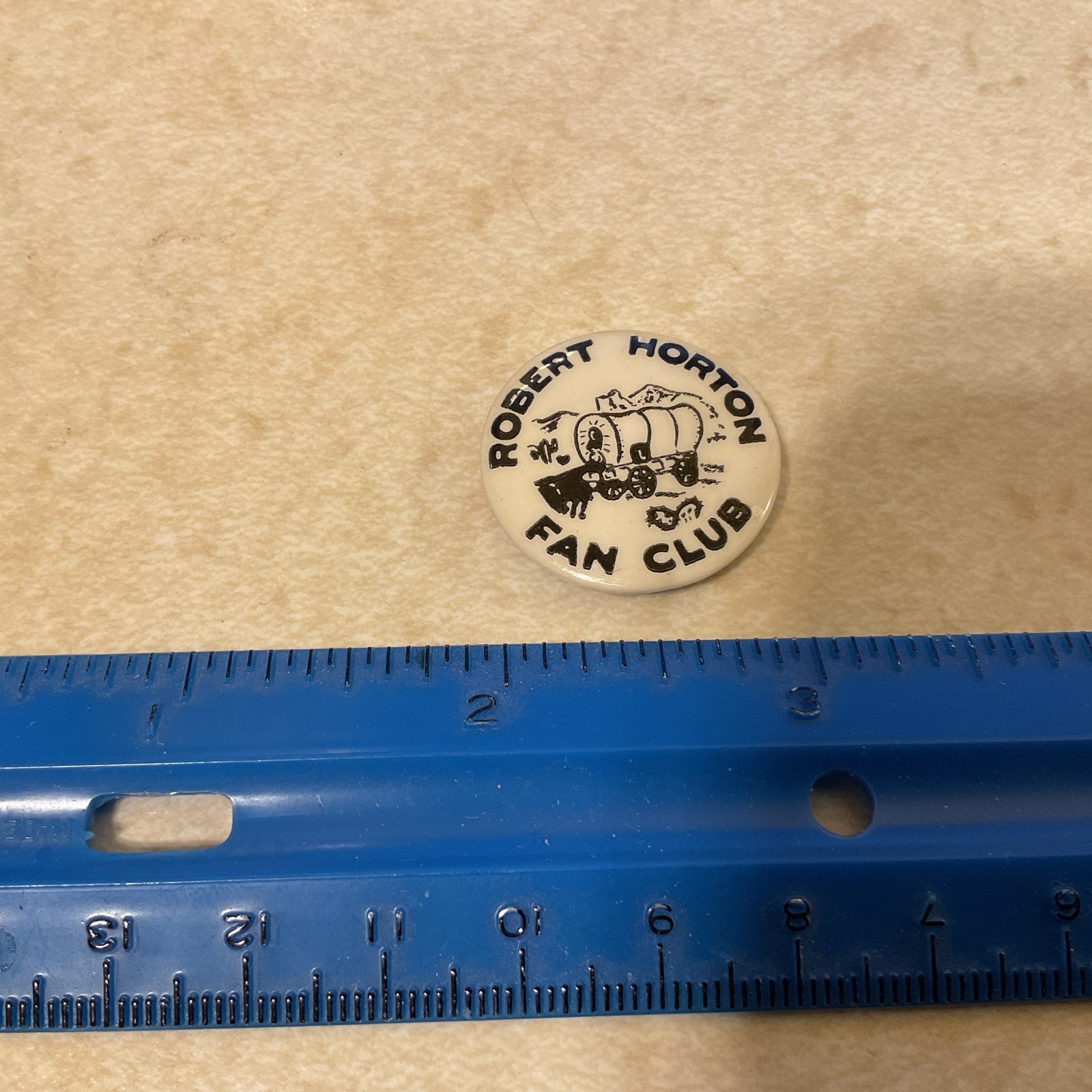 Vintage Robert Horton Fan Club Pinback Button Wagon Train TV Show Promo Pin