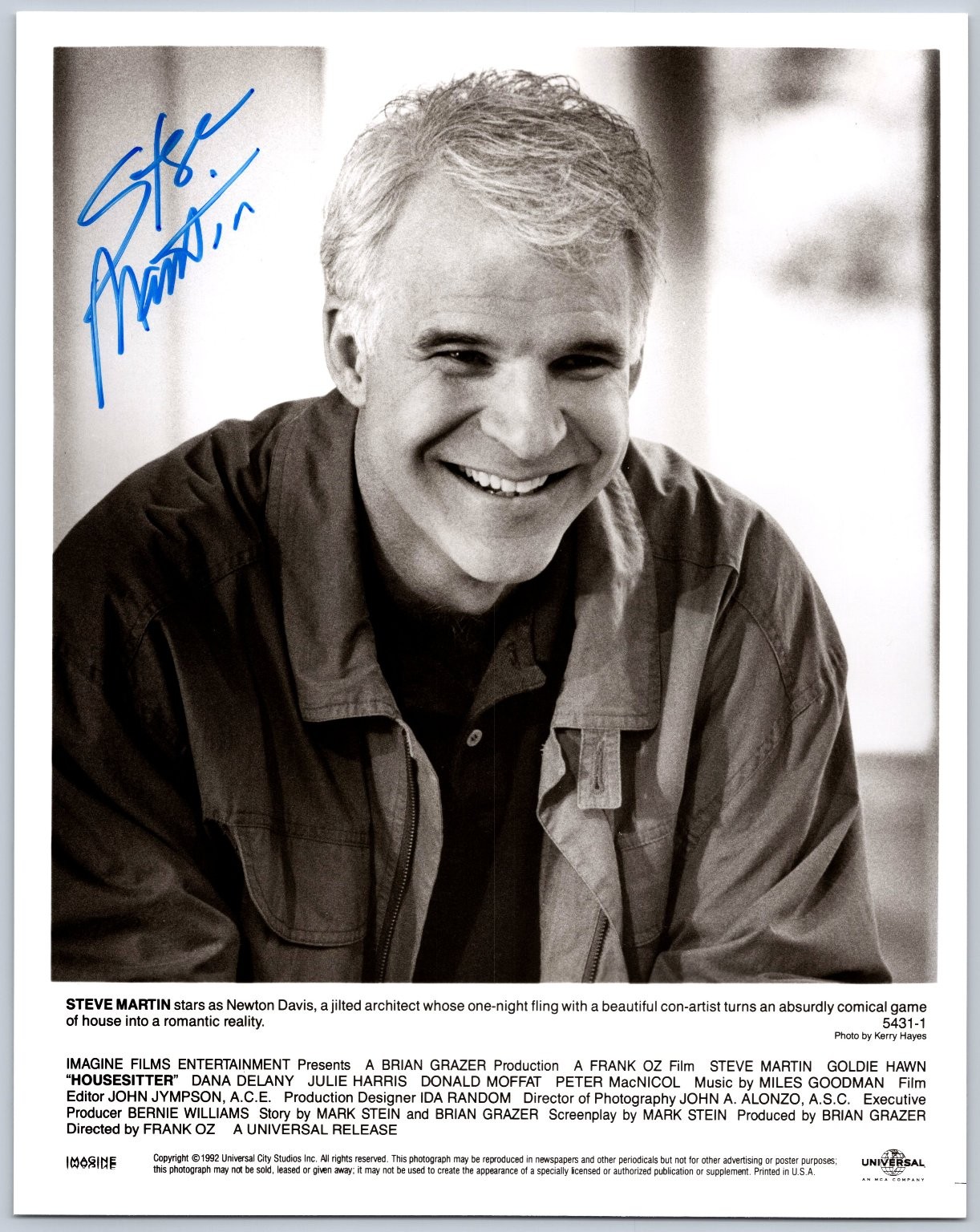 Steve Martin Autograph Signed Photo Housesitter 1992 Movie Memorabilia 8x10