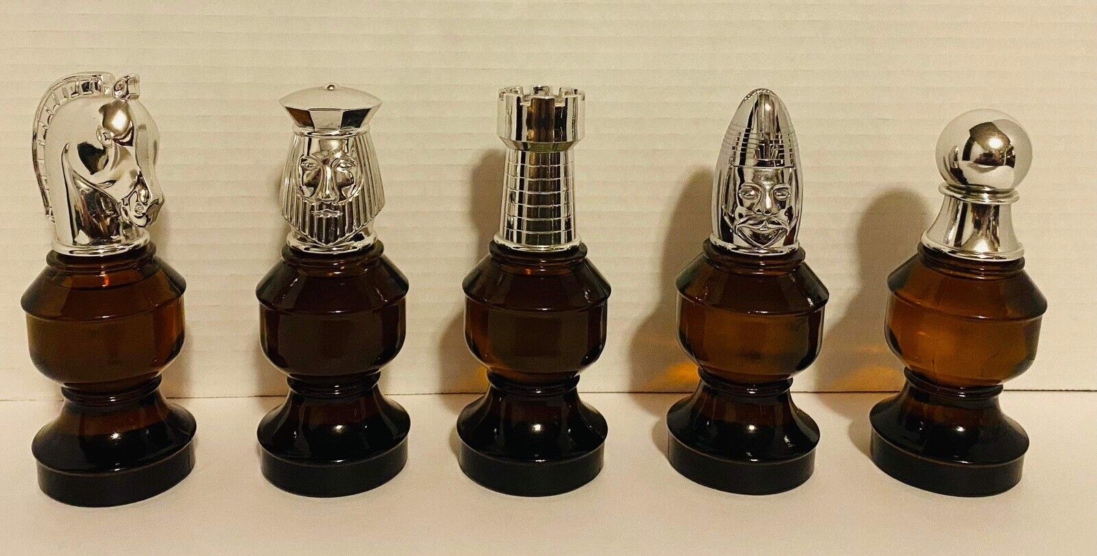 Vintage 1970s Avon Glass Chess Pieces King Bishop Knight Rook Pawn Wild Country