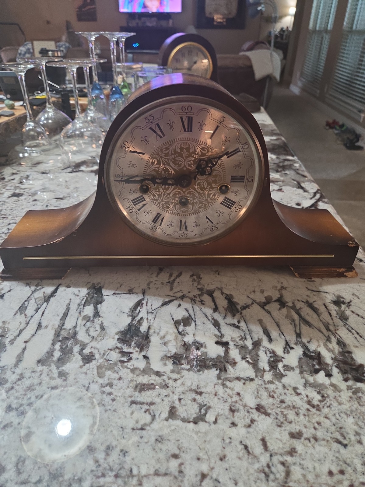 Franz Hermle Vintage Wooden Sligh Mantle Clock 340-020A Made In Germany