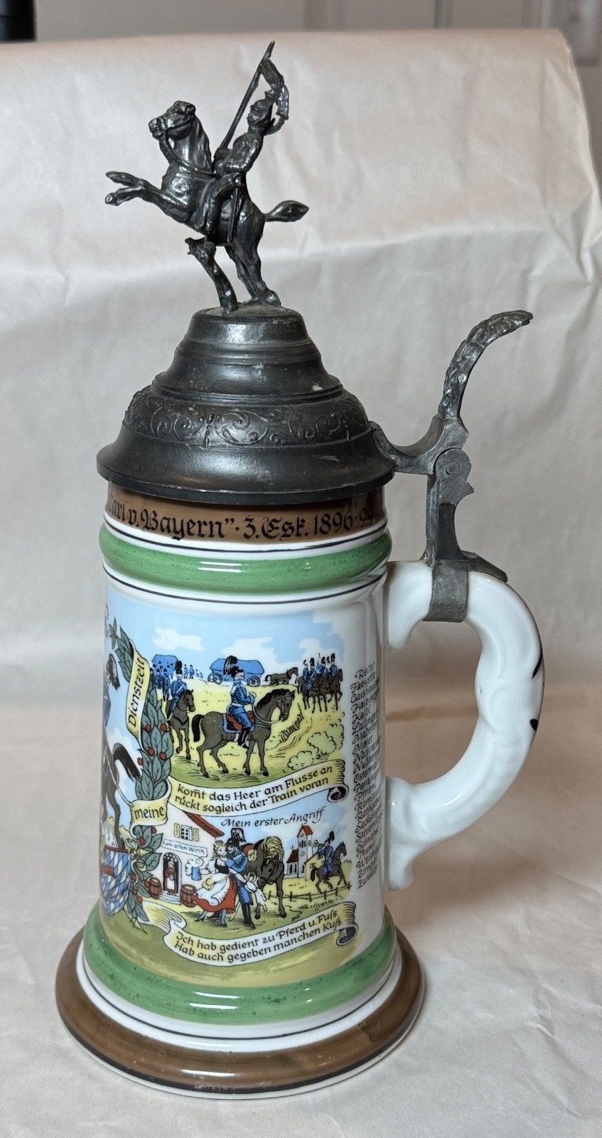 Regimantal Beer Stein Regiment Prinz Karl von Bayern 1896-99 X rated Lithopane