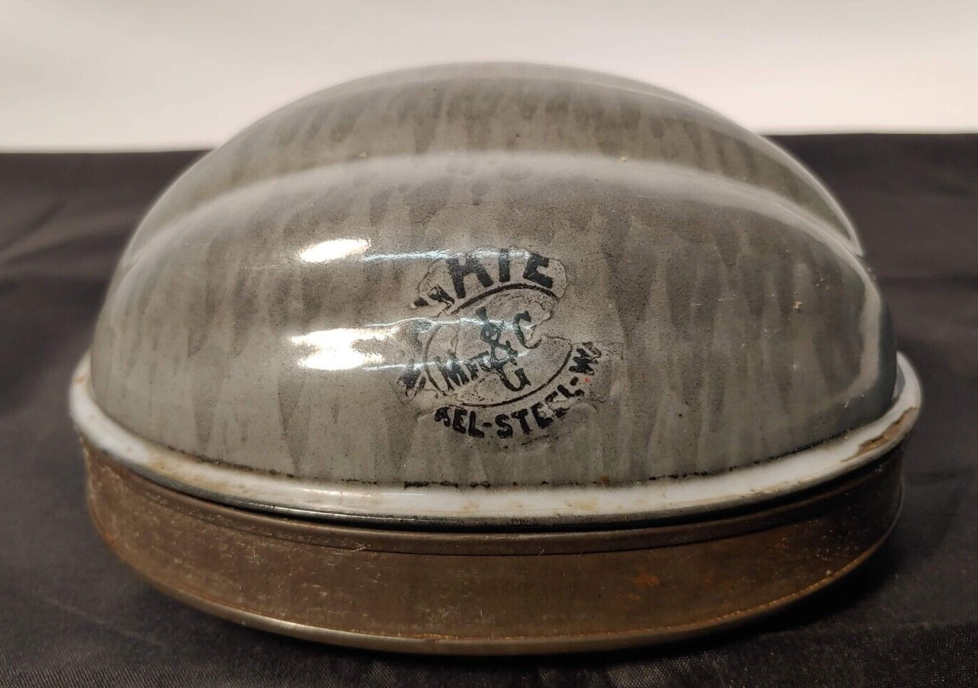Vintage 1870s to 1930s L & G Mfg Agate Nickel Steel Ware Oval Gray Enamel