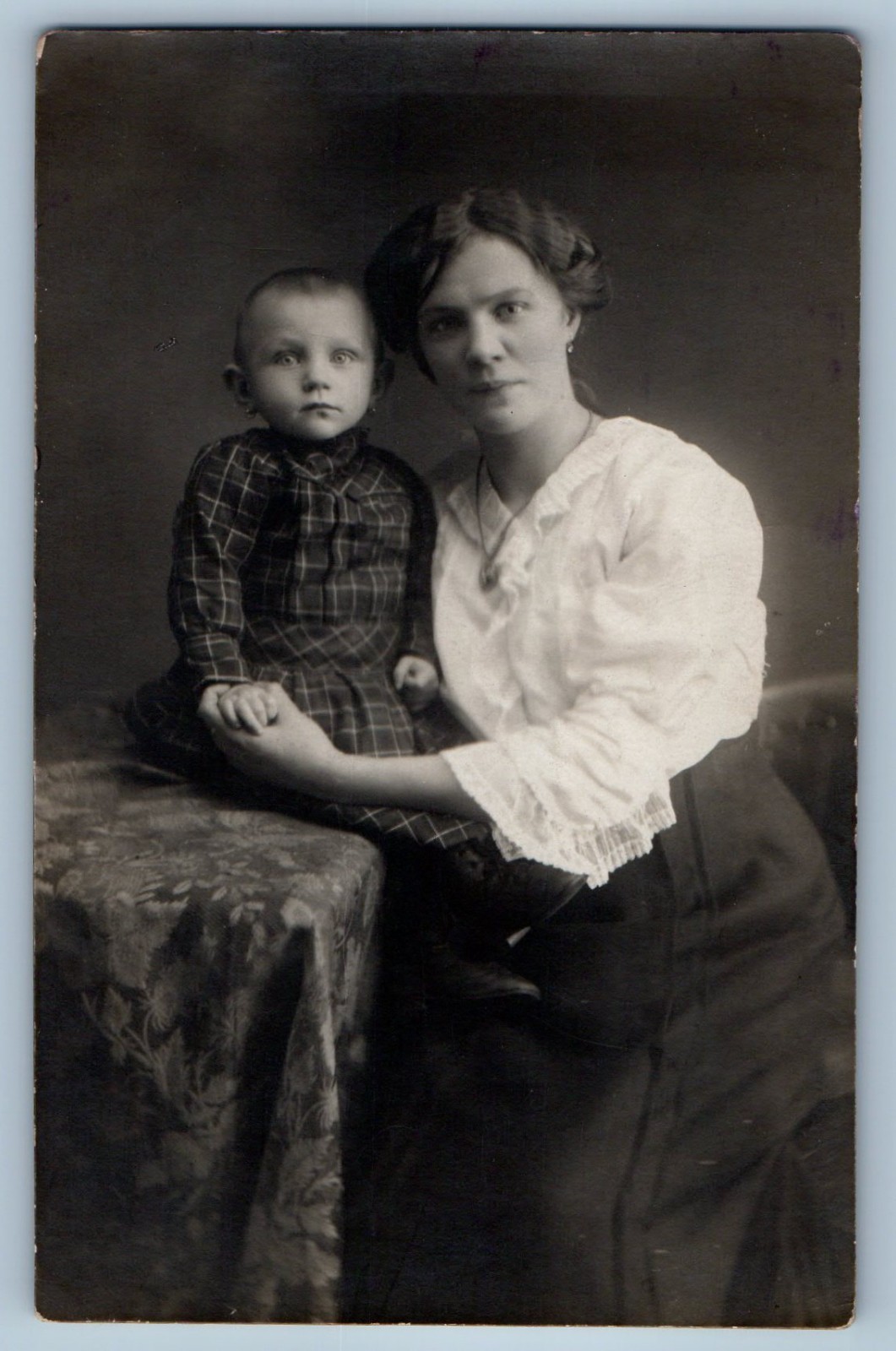 c1910's Mother And Baby Studio Portrait RPPC Photo Unposted Antique Postcard