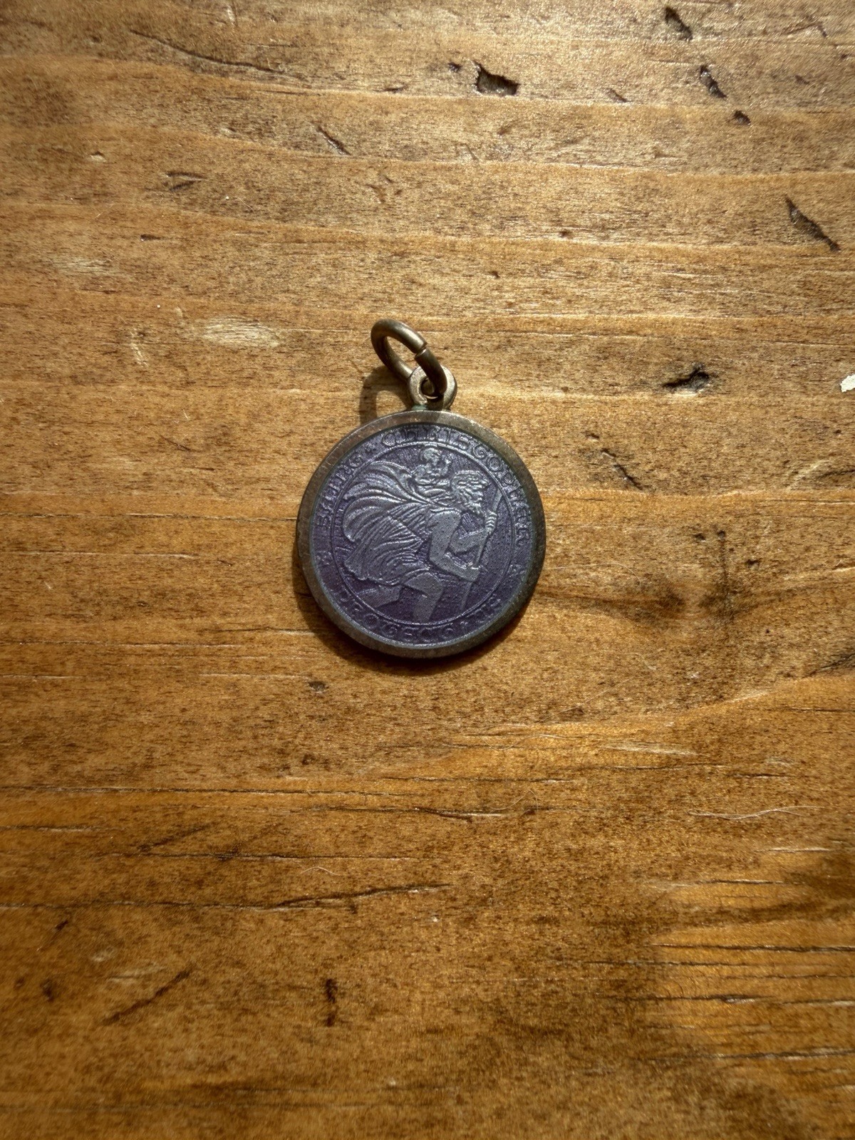 Vintage Sterling Silver St Christopher Medal Pendant Religious Charm