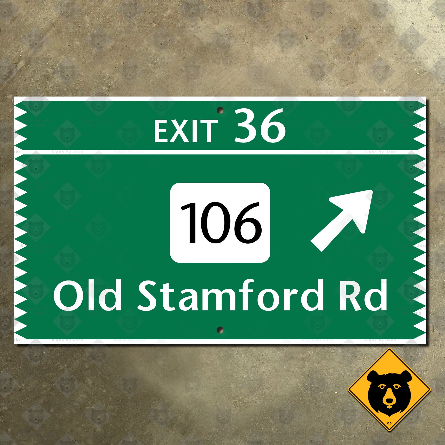 Connecticut Merritt Parkway Exit 36 Route 106 Old Stamford Road sign 22x13