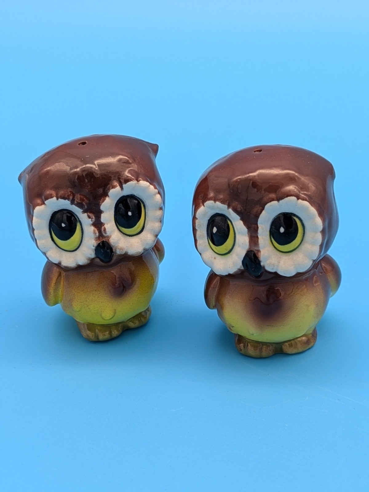 Norcrest Daisy-Eye Owl Salt & Pepper Shakers (Korea) Vintage