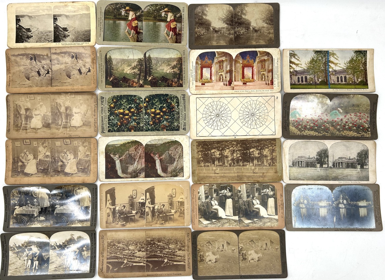 Lot of 22 Antique 19th Century Stereoview Slides - People/Places - 7