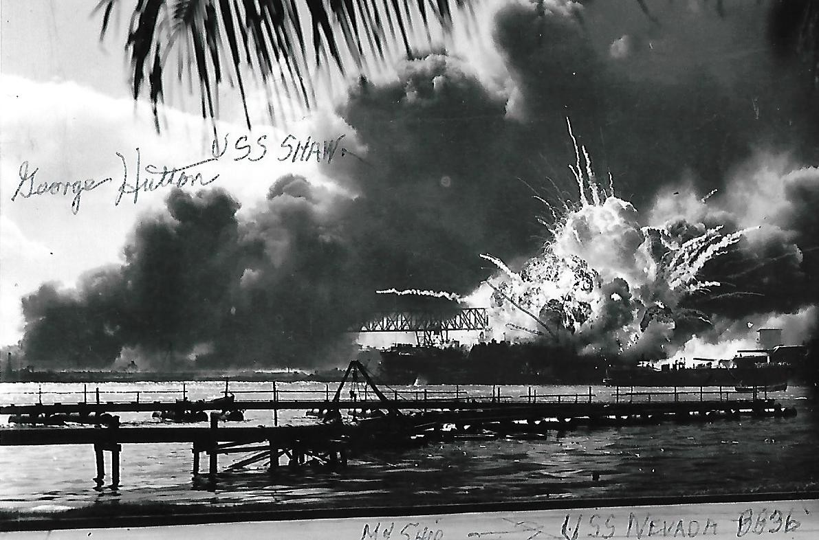 George Hutton autographed 4x6 photo WW II Pearl Harbor Survivor COA LOOK