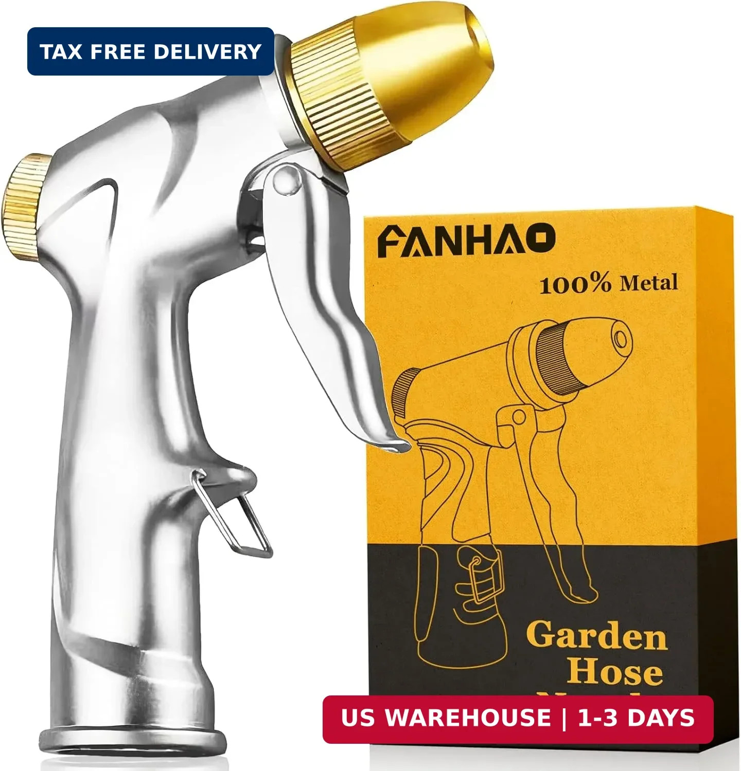 FANHAO Upgraded 100% Metal Garden Hose Nozzle Heavy Duty, High Pressure | Rustpr