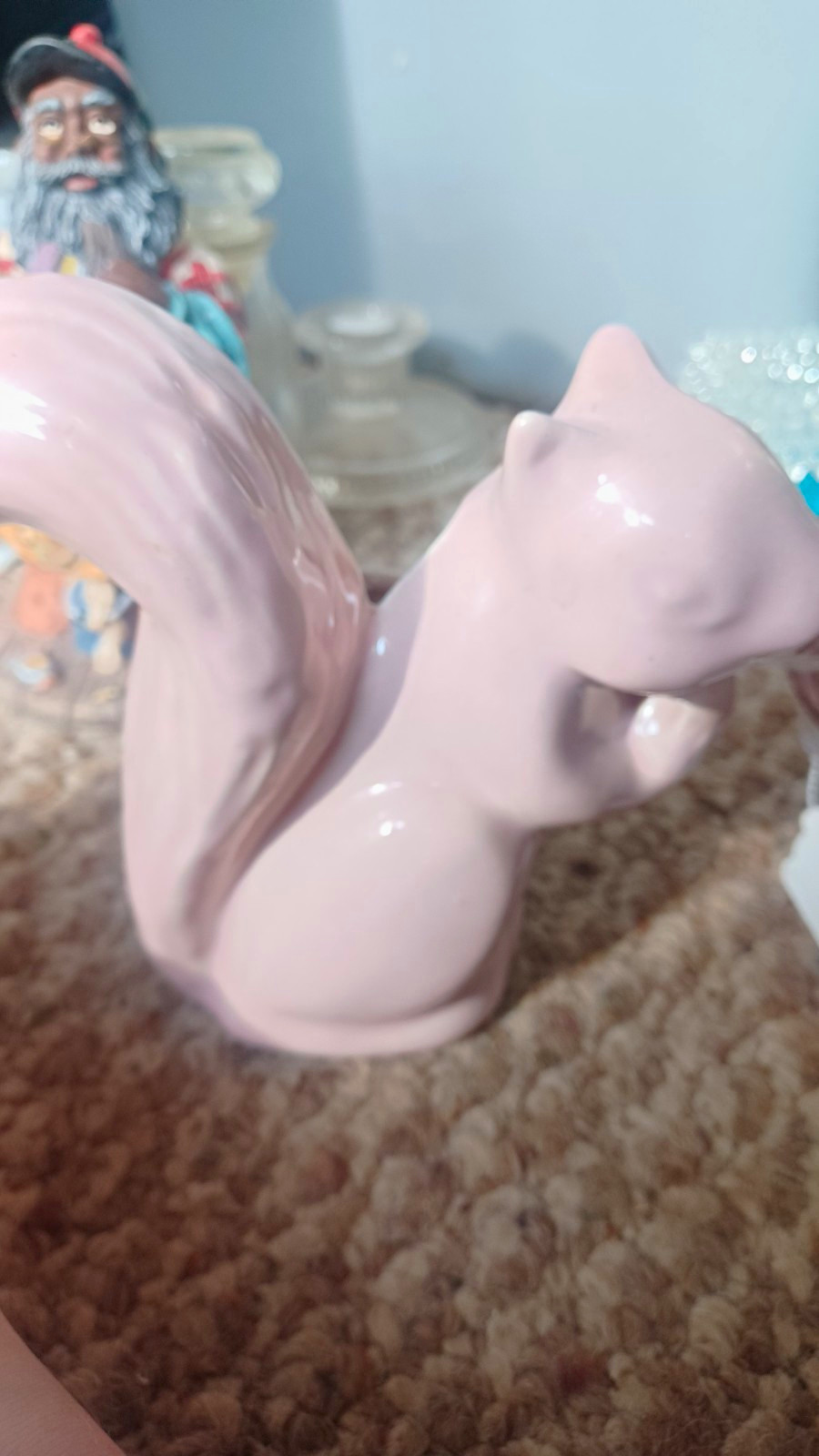 Vintage 1930s Niloak Art Pottery Pink Squirrel Cornucopia Planter Vase Marked