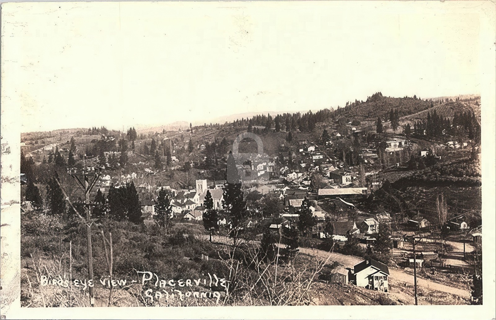 Placerville CA California Birdseye Town View 1920 RPPC Photo Postcard COPY