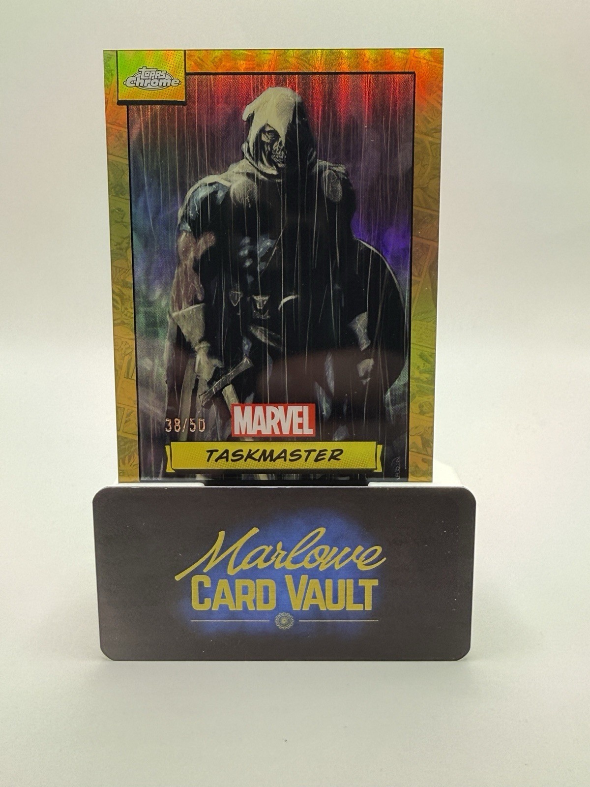 2934 Topps Chrome Marvel Taskmaster 38/50 True Gold 🔥🔥🔥